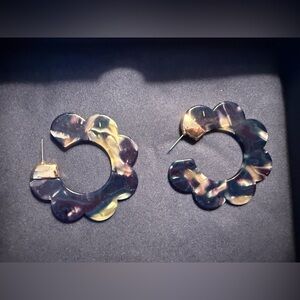 BaubleBar Floral Hoop Resin Earrings in Multicolor